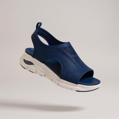 Bequeme blaue Liora™ Komfort-Sandalen für Damen, atmungsaktiv mit orthopädischer Sohle und Memory Foam, ideal für Alltag und Reisen.